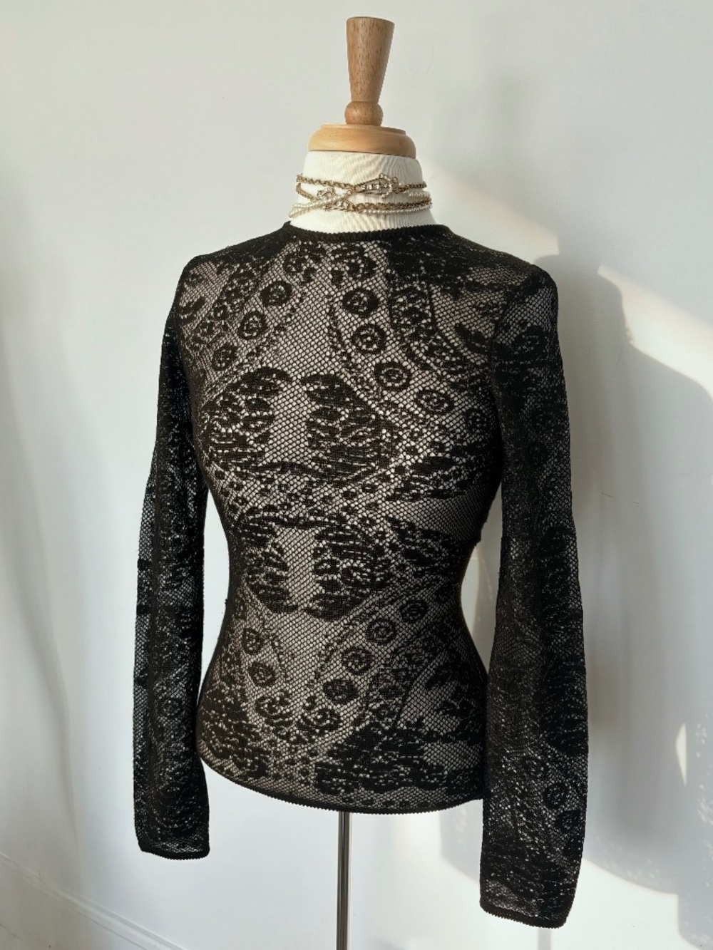 Vintage Christian Dior Galliano Y2K Sheer Lace Top S